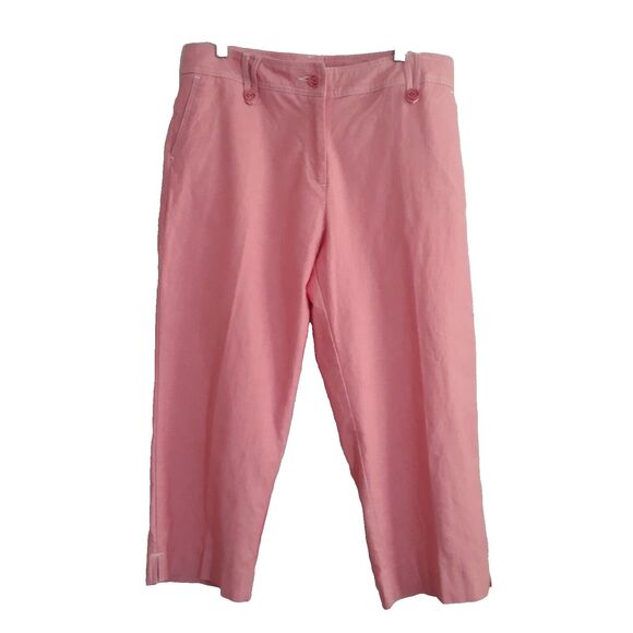 DFA New York Capri Pants Woman 14 Pink Side Pockets Straight Leg Mid Rise - Picture 1 of 11